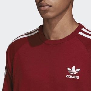 Men Vintage Adidas Training Tech 3-Stripes Training Tee M Burgundy Long Sleeve